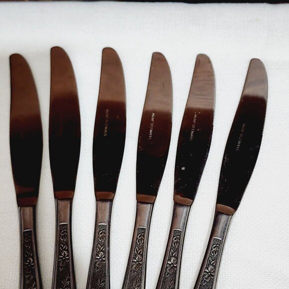 6 Stanley Roberts La Spana Dinner Knives 8.5" Rogers Co. stainless flatware - Picture 5 of 9